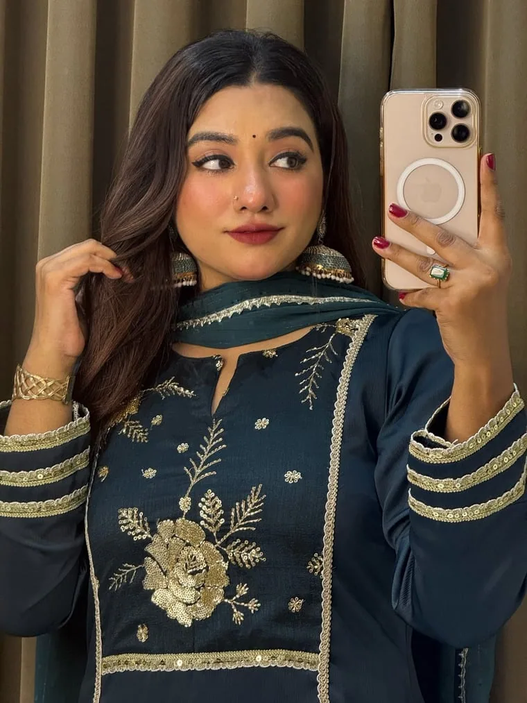 sagorika-peacock-green-imported-georgette-dress
